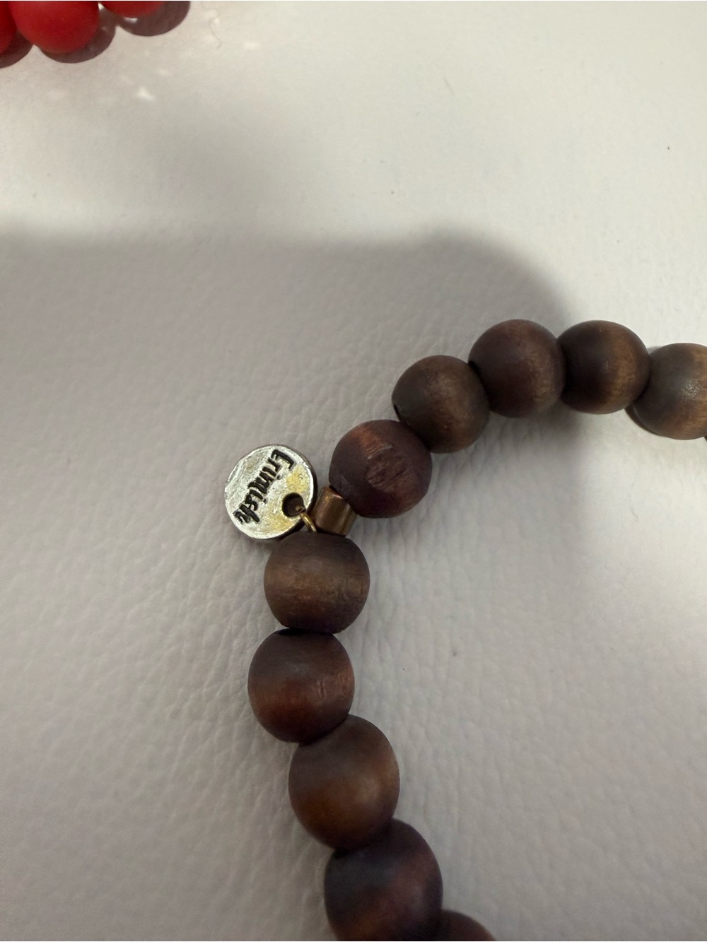 Erimish Natural Wood Bead Wrap Bracelet - Brown & Tan, chip in 1 bead see pic - Picture 3 of 5